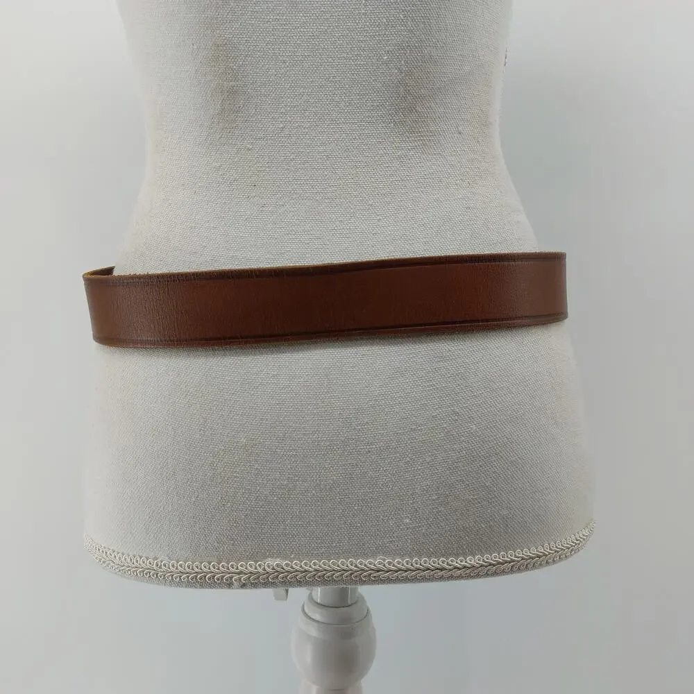 Wrangler Mens Brown Leather Belt Sz 34 Silver 1 Prong Buckle